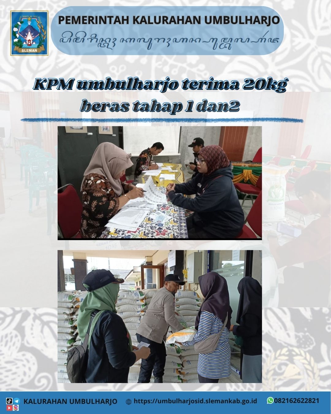 KPM UMBULHARJO TERIMA 20 Kg BERAS TAHAP 1 DAN 2